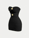 Solid Color Ruched Knits Mini Dress GZIY-6511