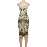 Fashion Printed Sling Maxi Dress DLSF-K6D17454A