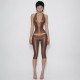 Sleeveless Backless Halterneck Seventh Pants Suit DLSF-K6S17522A