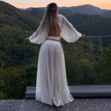Long Sleeve Backless Loose Two Piece Pants Set XEF-K6S16545A