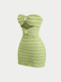Solid Color Ruched Knits Mini Dress GZIY-6511