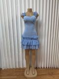 Solid Color Sleeveless Ruffles Mini Dress GADE-10377