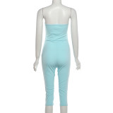 Solid Color Off Shoulder Seventh Jumpsuit GYME-K6Q17165A