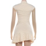 Sleeveless Hollow Out Ruffles Mini Dress GYME-K6D15814A