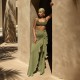 Mesh Patchwork Solid Color Ruffles Pants GYME-K6P16088A
