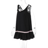 Bow Sleeveless Ruffles Mini Dress LJSF-D5822300H