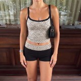 Leopard Printed Backless Two Piece Shorts Set GYME-K6S16910A
