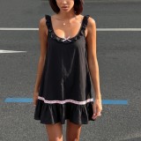 Bow Sleeveless Ruffles Mini Dress LJSF-D5822300H