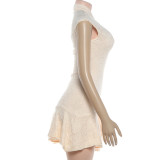 Sleeveless Hollow Out Ruffles Mini Dress GYME-K6D15814A