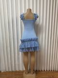 Solid Color Sleeveless Ruffles Mini Dress GADE-10377