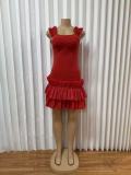 Solid Color Sleeveless Ruffles Mini Dress GADE-10377