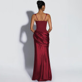 Sleeveless Square Neck Satin Maxi Dress LJSF-D6822321X