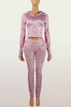 Letter Printed Long Sleeve Hooded Pants Suit YWXS-K25L1054