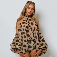 Off Shoulder Printed Romper(With Headscarf) GYME-K6S16645A