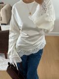 Satin Lace Patchwork Irregular Top GXIY-K26L2714
