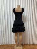 Solid Color Sleeveless Ruffles Mini Dress GADE-10377