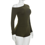 Long Sleeve Solid Color Two Piece Shorts Set GDSF-D26ST371