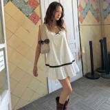Bow Sleeveless Ruffles Mini Dress LJSF-D5822300H
