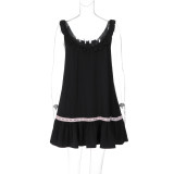 Bow Sleeveless Ruffles Mini Dress LJSF-D5822300H