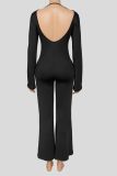 U Neck Backless Long Sleeve Maxi Dress YWXS-K26L2947