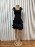 Solid Color Sleeveless Ruffles Mini Dress GADE-10377