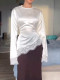 Satin Lace Patchwork Irregular Top GXIY-K26L2714