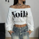Letter Printed Long Sleeve Crop Top GQLK-6702
