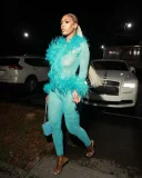 Solid Color Tie Up Top Two Piece Pants Set YWXS-XS-L45307