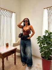 Plus Size Patchwork Raw Edge Loose Jeans GYLN-1647