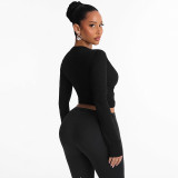 Solid Color Deep V Neck Cardigan Top MXBF-J26TP400