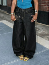 Plus Size Embroidered Wide Leg Jeans GYLN-1697
