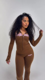 Long Sleeve Letter Print Two Piece Pants Set YWXS-K25L784