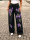 Plus Size Contrast Color Leopard Straight Jeans GYLN-8551