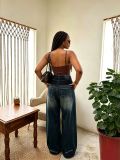 Plus Size Patchwork Raw Edge Loose Jeans GYLN-1647