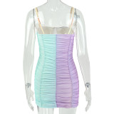 Color Block Off Shoulder Mini Dress GJYO-JD305778