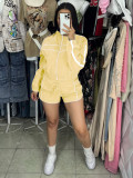 Long Sleeve Zipper Two Piece Shorts Set CH-25020