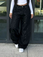 Plus Size Ink Splashing Loose Jeans GYLN-0298