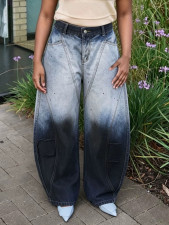 Plus Size Gradient Washed Ink Splashed Jeans GYLN-4281