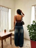 Plus Size Patchwork Raw Edge Loose Jeans GYLN-1647