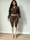 Leopard Long Sleeve Two Piece Pants Set MEM-88722