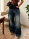 Plus Size Patchwork Raw Edge Loose Jeans GYLN-1647