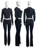 Solid Color Long Sleeve Hooded Two Piece Pants Set CH-24058