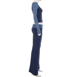 Color Block Tight Two Piece Pants Set GPKJ-MR51997