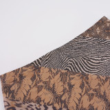 Retro Animal Print Mesh Mid-skirts GPKJ-MR51078