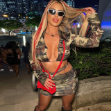 Camouflage Printed Tie Up Two Piece Skirts Set GNZD-9052SD