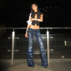 Hot Drill Fashion Micro Flare Jeans GPKJ-MR50630