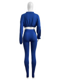 Solid Color Long Sleeve Pants 2 Piece Set CH-24059