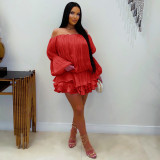 Off Shoulder Long Sleeve Mini Dress AIL-370