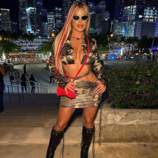 Camouflage Printed Tie Up Two Piece Skirts Set GNZD-9052SD