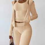 Double sided velvet Vest Hooded Three Piece Set CH-8235